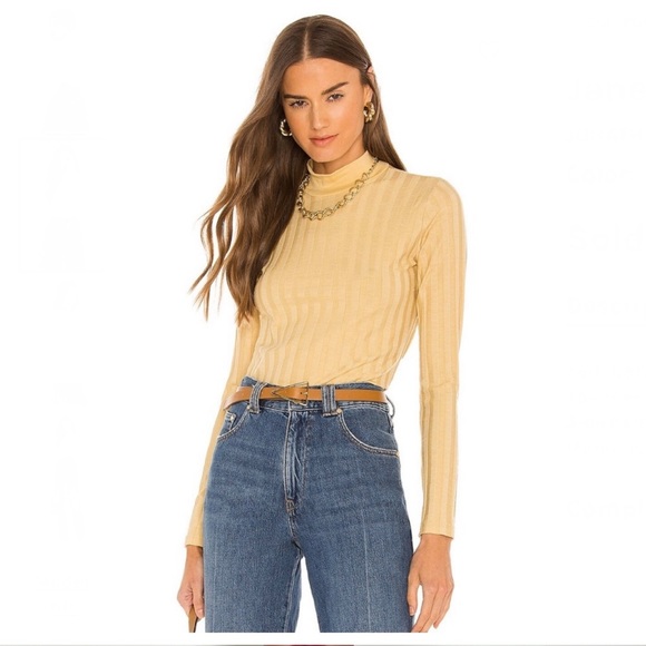 NWT JONATHAN SIMKHAI Janelle Ribbed Open Back Top in Honey Size x-Small - Picture 6 of 10